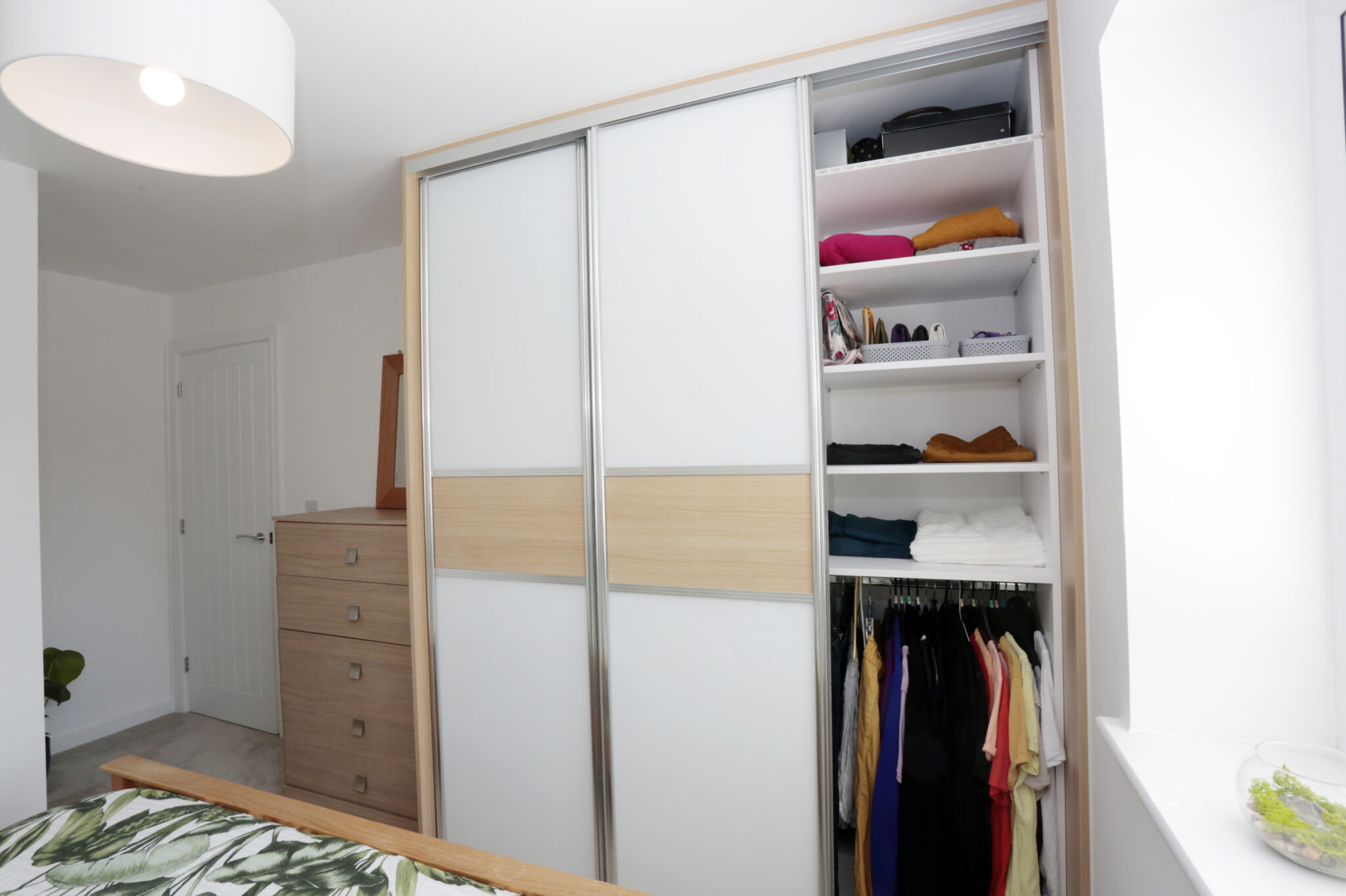 Made to measure bespoke bedroom sliding wardrobe inside